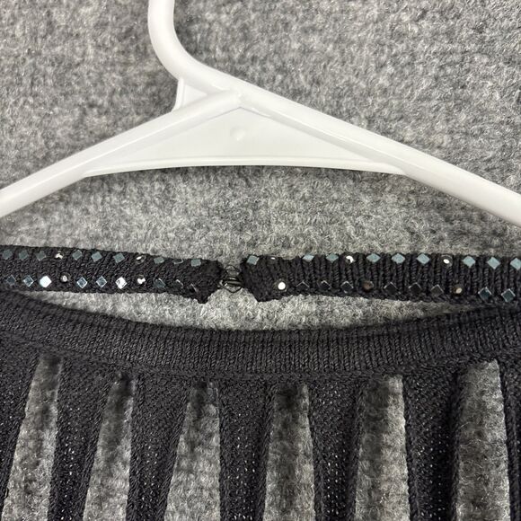 ST JOHN Evening Dress Womens Size 10 Black Halter Knit Beaded Cocktail Party - Picture 6 of 8